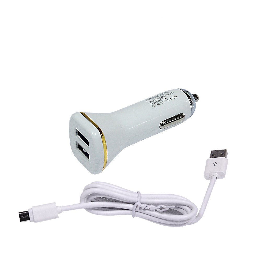 dual usb port car charger with data cable