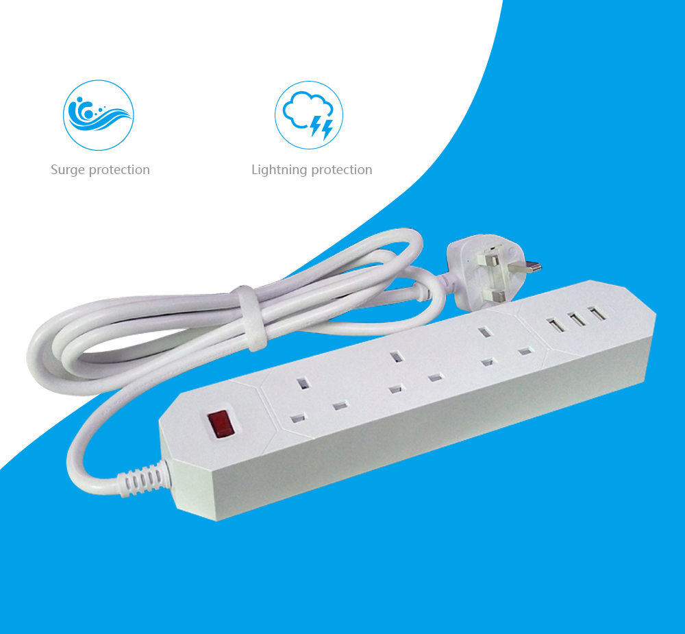 surge protection socket with 3 usb 