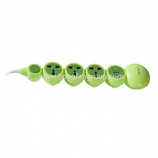 Euro Green Power Strip With 2 Usb Electric Socket