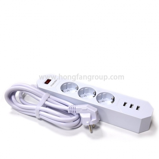 1.8M Power Cord Cable Socket with 3 Gang 3 Way