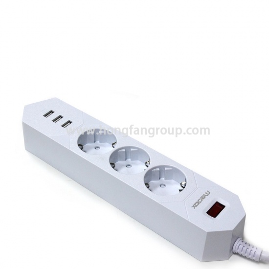 1.8M Power Cord Cable Socket with 3 Gang 3 Way